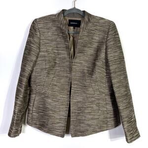 Lafayette 148 New York Beige Brown and Metallic Gold Tweed Jacket 10 EUC